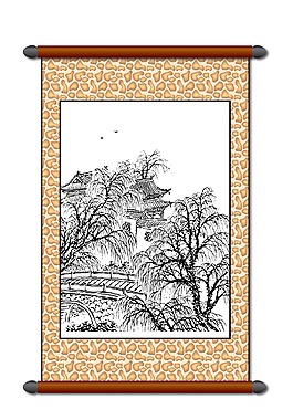白描風(fēng)景畫