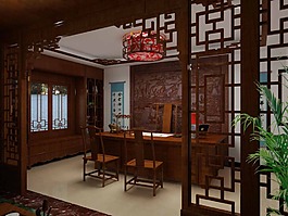 中式書(shū)房素材