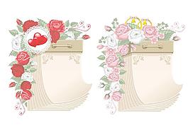 玫瑰花裝飾空白日歷圖片