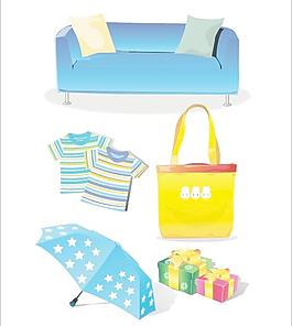 矢量沙發(fā)傘禮品衣服手提袋圖片