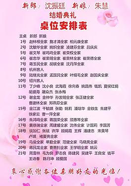 婚禮桌位安排表圖片