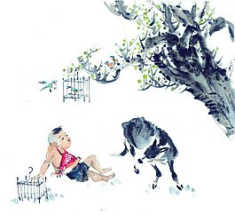 牧童和牛和大樹(shù)