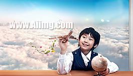 展望希望男孩圖片素材