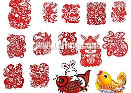 中國傳統(tǒng)2011兔年剪紙PSD素材