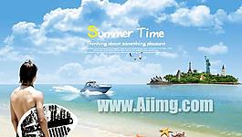 海邊自然風(fēng)景PSD素材