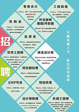 蓝色招聘海报设计图片
