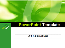 綠色清爽植物葉子PPT模板