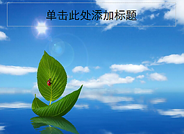 绿色树叶大海小舟PPT模板