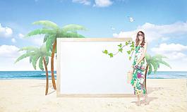 海邊美女圖片