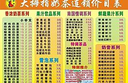 大拇指奶茶價(jià)目表圖片