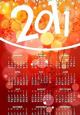 夢幻星光2011年日歷矢量素材