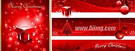 紅色圣誕節Banner設計矢量素材
