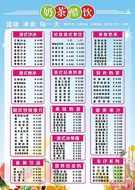 奶茶價目表海報