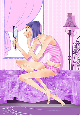 照鏡子的美女