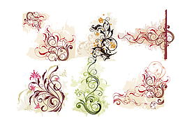 彩繪花紋裝飾矢量素材