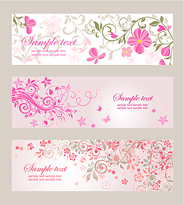 粉色花卉banner設計矢量素材