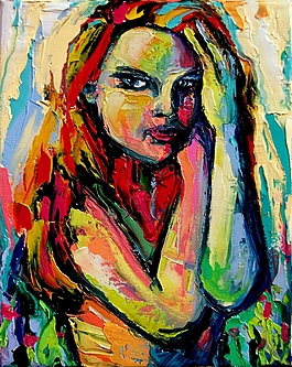 油画金发碧眼美女