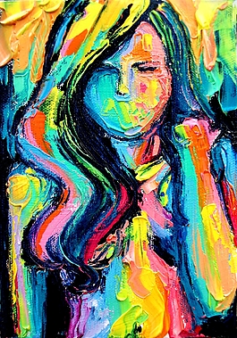 油画美丽女人