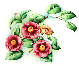 孩子和花朵