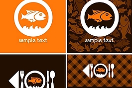 魚主題餐廳矢量菜單設計