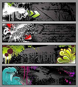 潮流涂鴉banner背景矢量素材