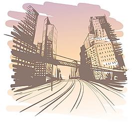 素描城市建筑圖片