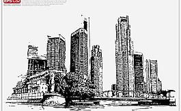 城市建筑矢量剪影圖片