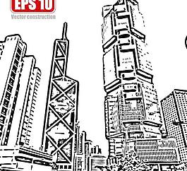 城市建筑矢量剪影圖片