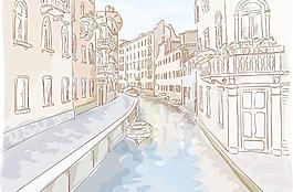 素描威尼斯城市建筑圖片