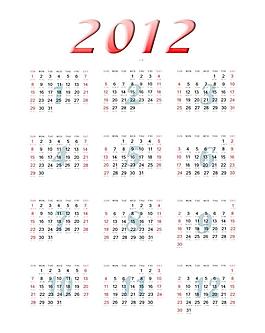 2012年歷模板圖片