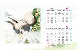2011年浪漫婚紗雙月臺(tái)歷模板圖片