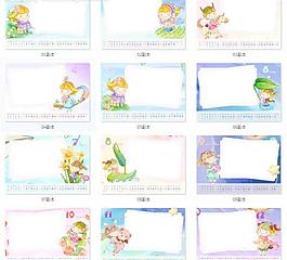 2013年可愛女孩psd臺歷模板圖片