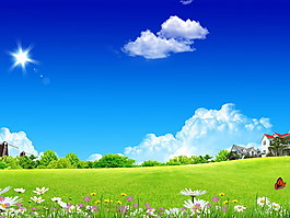 清新的草原背景PPT