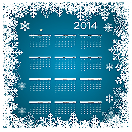 2014雪花裝飾年歷矢量素材