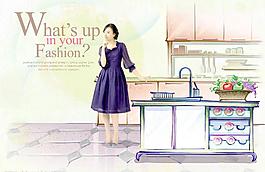 美女 廚房 廚具圖片