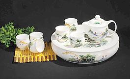 山水畫 套裝 茶具圖片