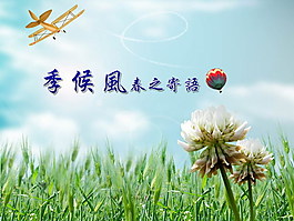 花丛特写小飞机PPT
