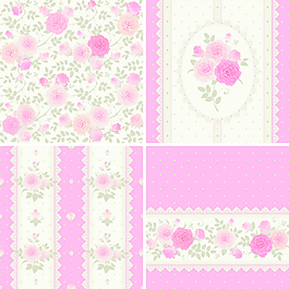 粉紅色的玫瑰圖案背景矢量素材04