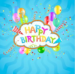 彩色紙屑生日快樂的背景矢量02