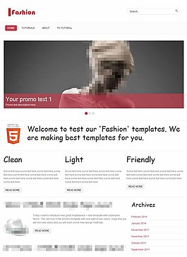 紅灰配色線條HTML5博客模板
