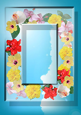 黃色朱瑾花水晶相框