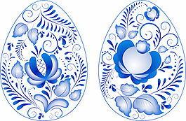 藍(lán)色的花的復(fù)活節(jié)彩蛋矢量素材
