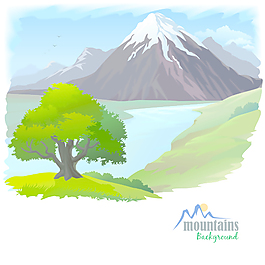 樹和自然風(fēng)光矢量背景04