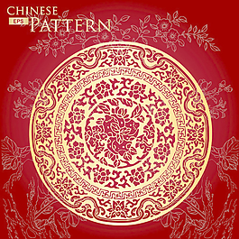 中国风格的花卉图案矢量图04