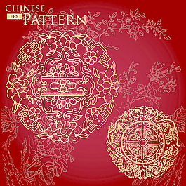 中国风格的花卉图案矢量图02