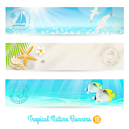 隨著假日海灘banner矢量的海洋
