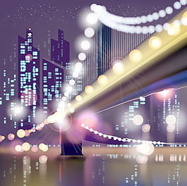 城市夜色光暈背景矢量圖形04