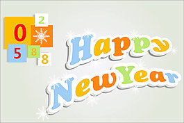 新年快樂，可愛的三維設(shè)計文本向量