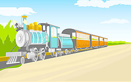 懷舊列車卡通矢量圖