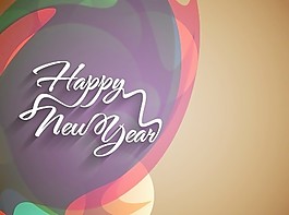 新年快樂的文字與背景矢量01假期